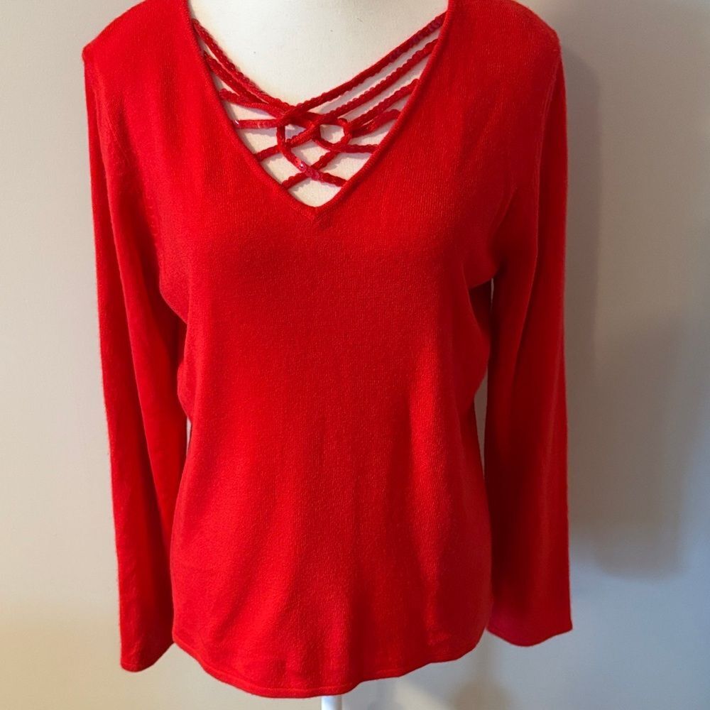 GoodClothes Red V-Neck Sequin Women's Long sleeve Top. Size Medium